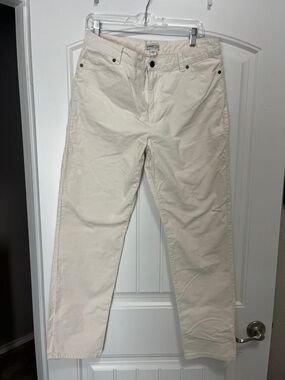 Cream Corduroy Straight-Leg Pants